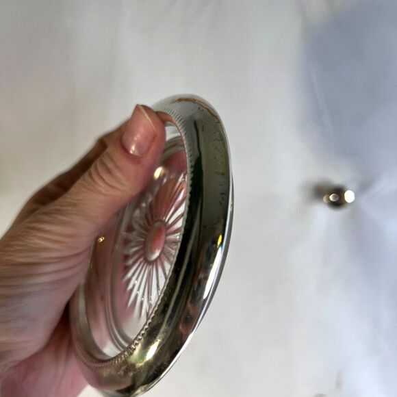 Four Piece Silverplated and Crystal Coaster Set Leonard Silver Mfg w Box Decor - Picture 7 of 10